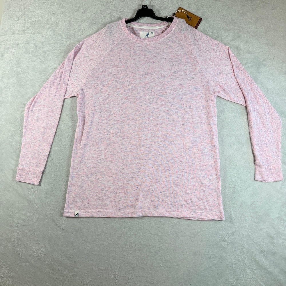 Kangol Linen Effect Long Sleeve Shirt Pink‎ Heathered Melange Tee Mens Large NWT